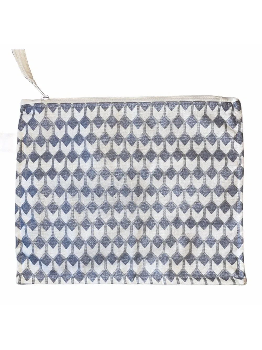 West Elm Gray & Cream Zip Cosmetic Pouch